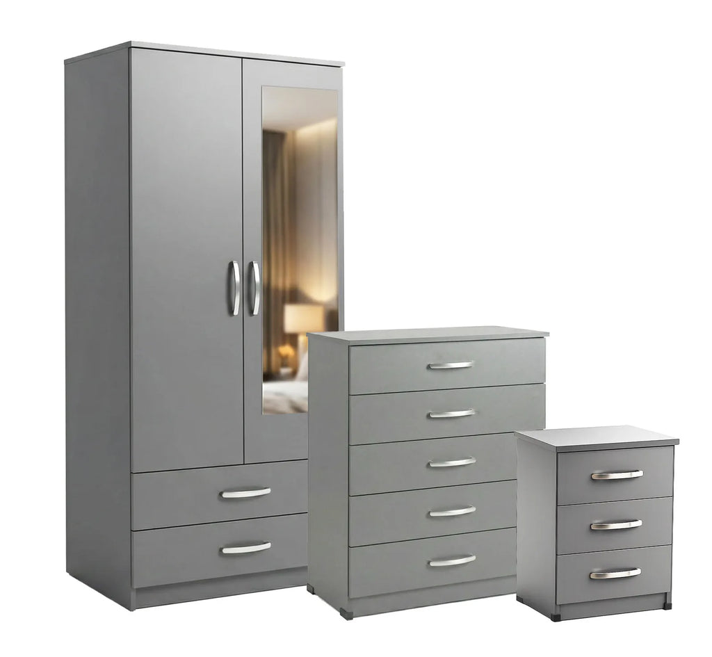 Bedroom Set - Grey, Gents, with mirror