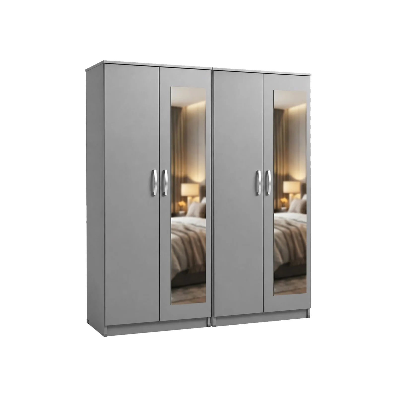 Double Lady Wardrobe - Grey, with mirror