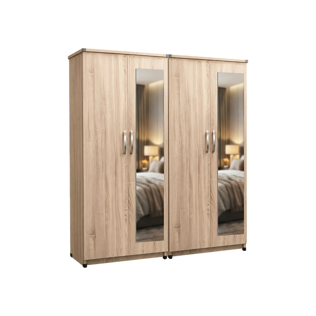 Double Lady Wardrobe - Oak, with mirror