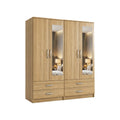 Double Gents Wardrobe - Oak, with mirror