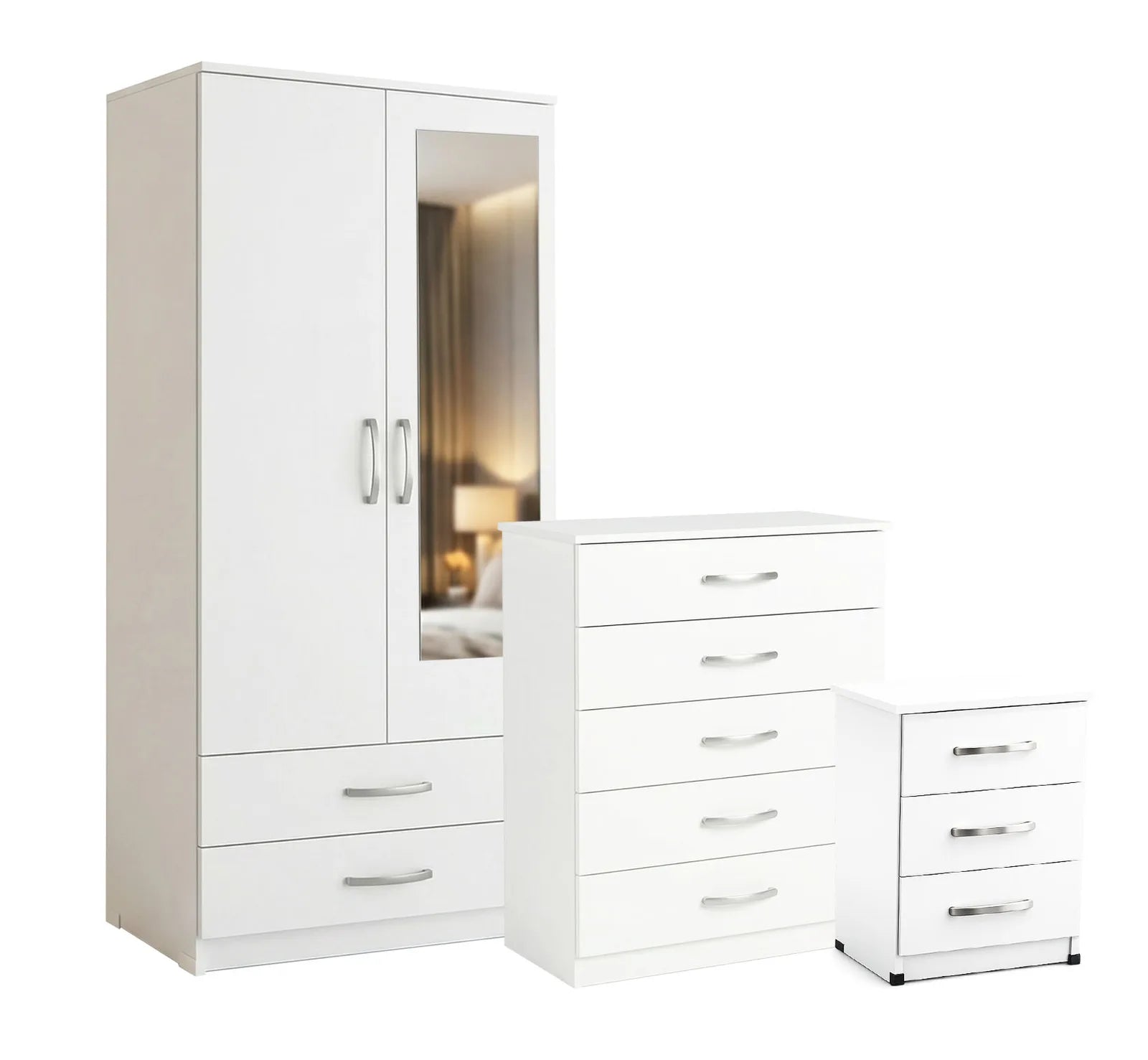 Bedroom Set - White, Gents, with mirror