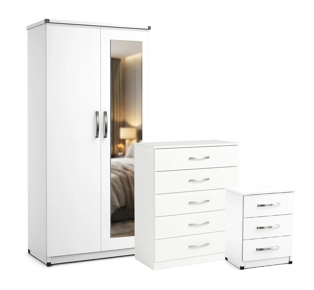 Bedroom Set - White, Lady, with mirror