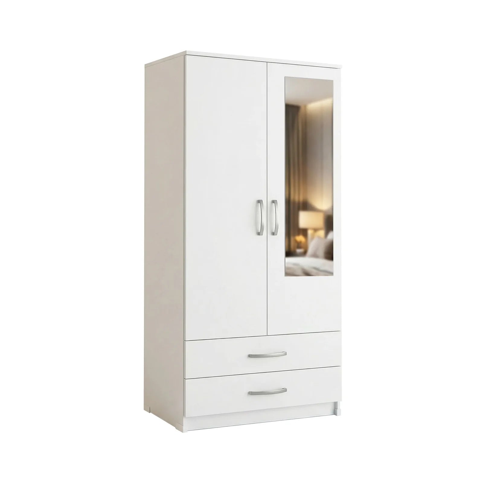 Gents Wardrobe - White, with mirror
